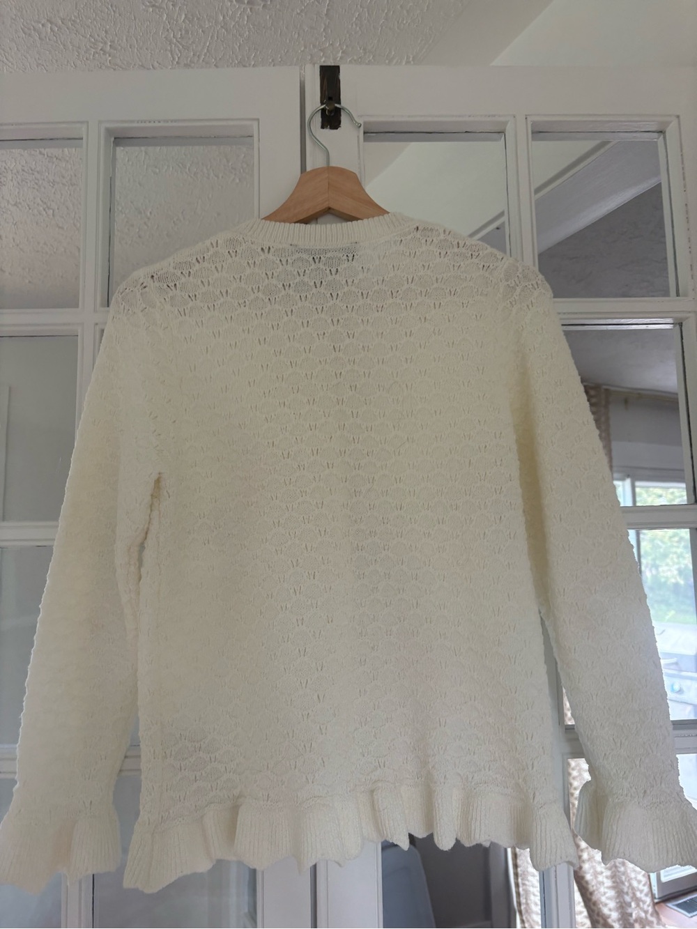 Zara Cream Ruffled Knit Cardigan Sweater - Picture 2 of 4